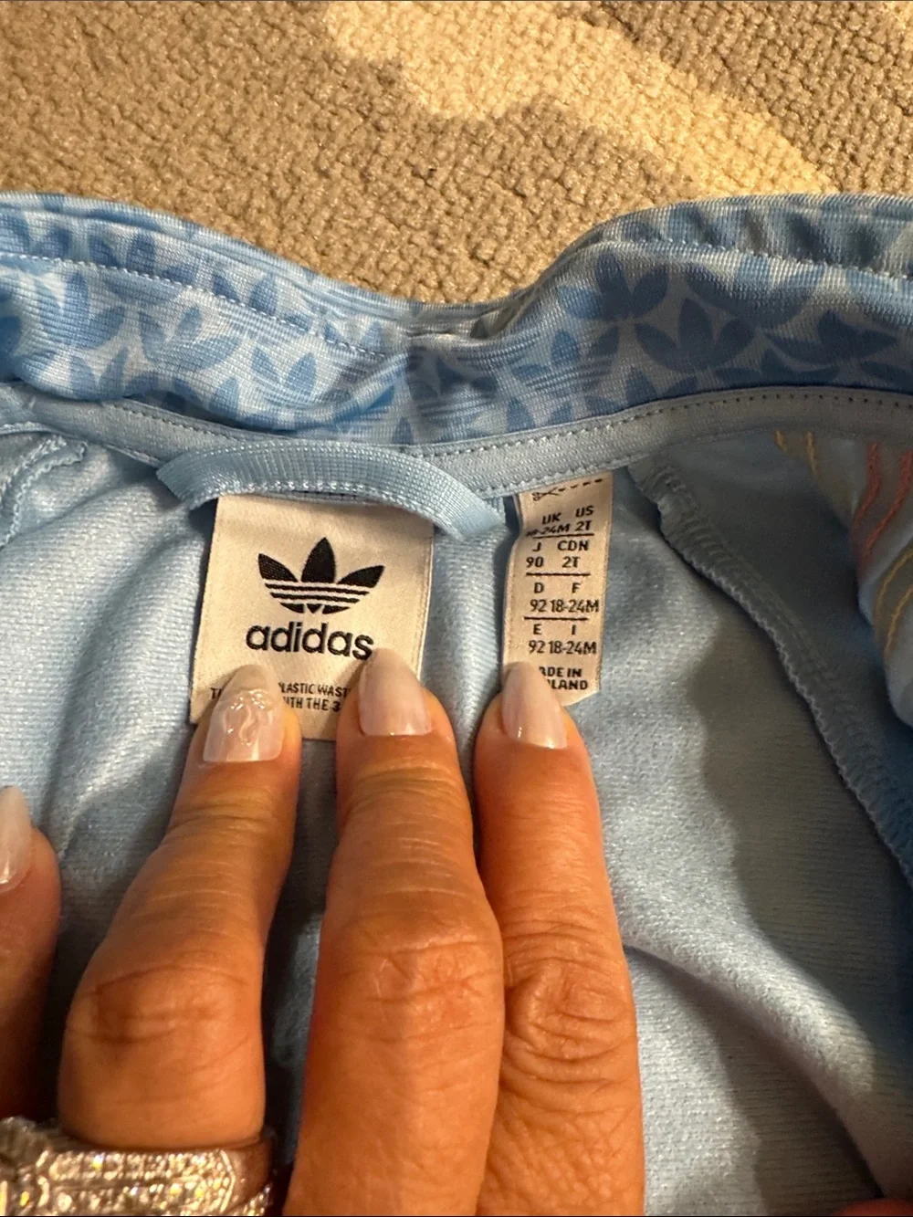 adidas Light Blue Kids Track Set with Rainbow Shoulder Stripes